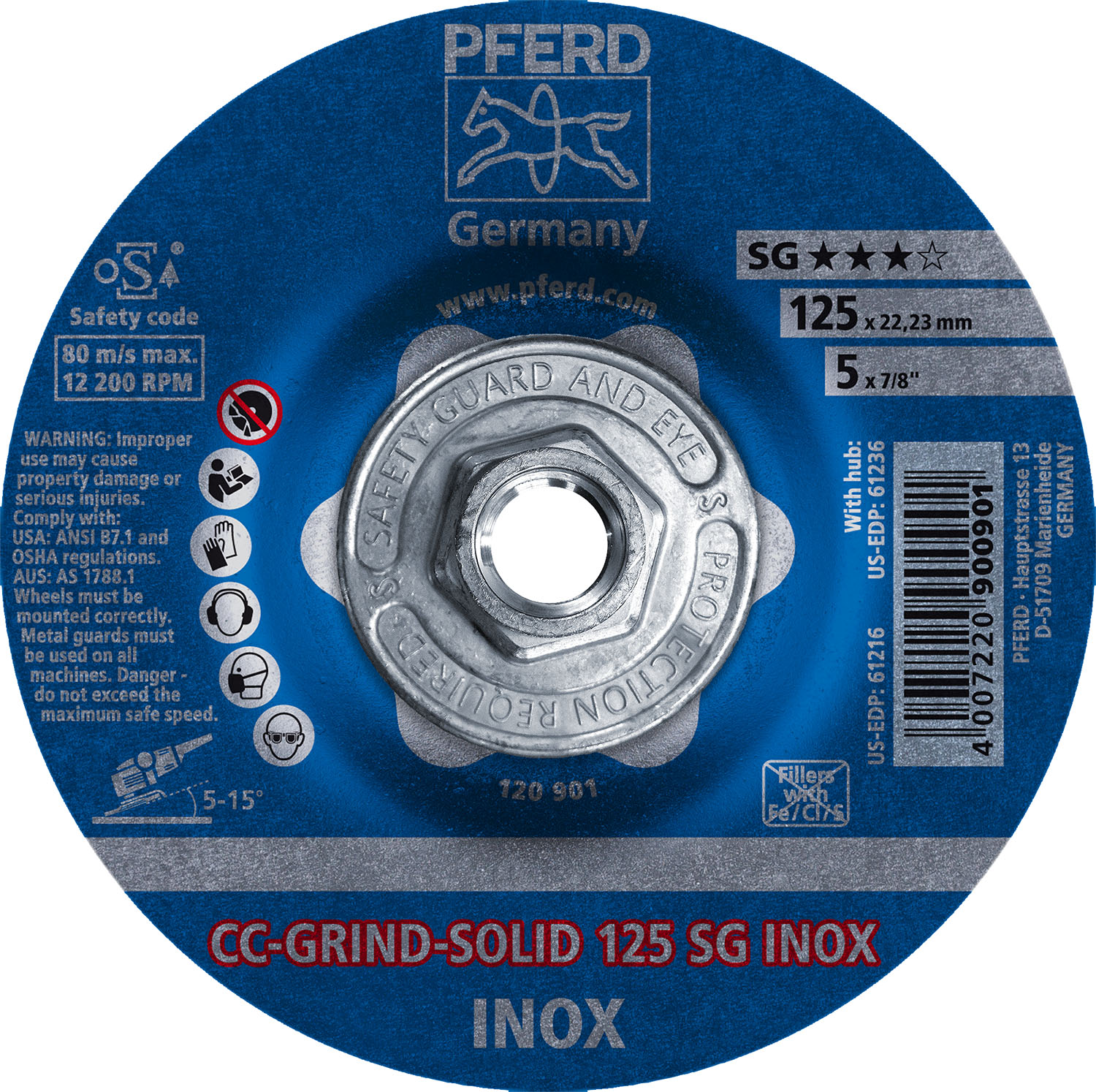 5" CC-GRIND®-SOLID - 5/8-11 Thd. SG INOX